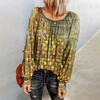 Women Tops Casual  Long Sleeve  Vintage Print Shirts Blouses Tops