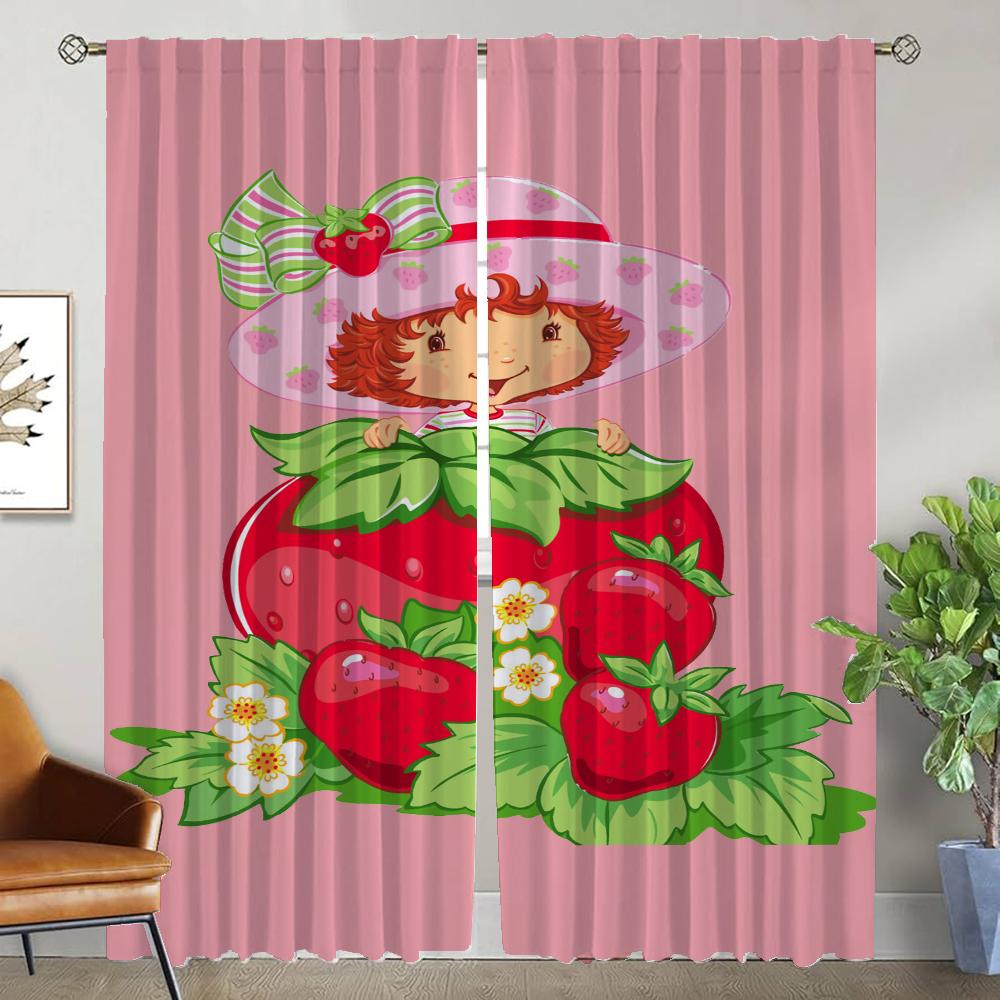 Strawberry Shortcake Shades Window Curtain for Room 2 Panel Modern Living Room Curtains for Camera Halloween Decoration Kitchen
