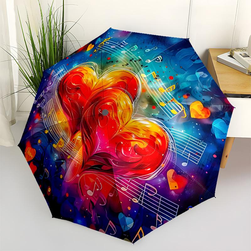 1pc Heartbeat Music Automatic Open/Close Umbrella with Windproof, 8-Rib Sturdy Canopy, Durable Ribs, Ideal for Gifts yy251117056