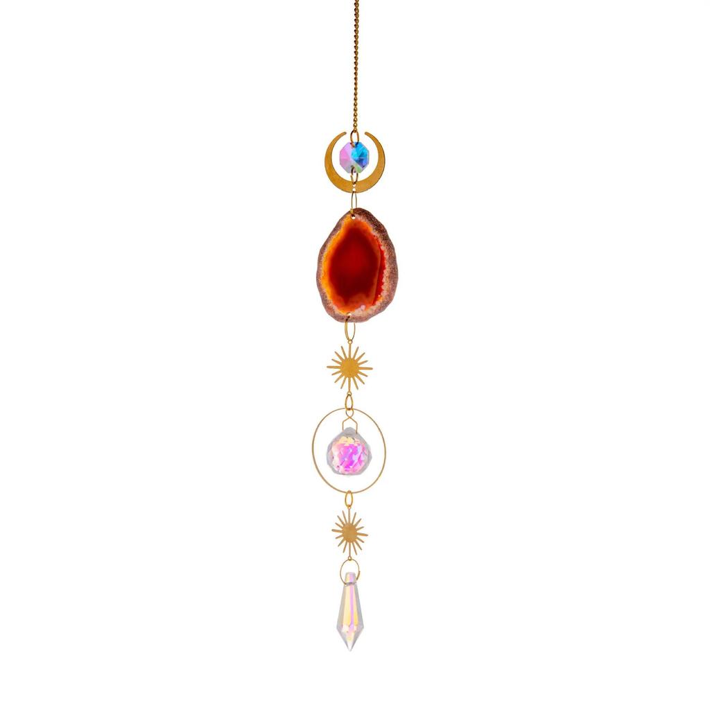 Natural Stones Agate Sun Catcher Agate Sun Catcher for Rainbow Maker Hanging Crystal Witch Suncatcher Windchime Wall Decor