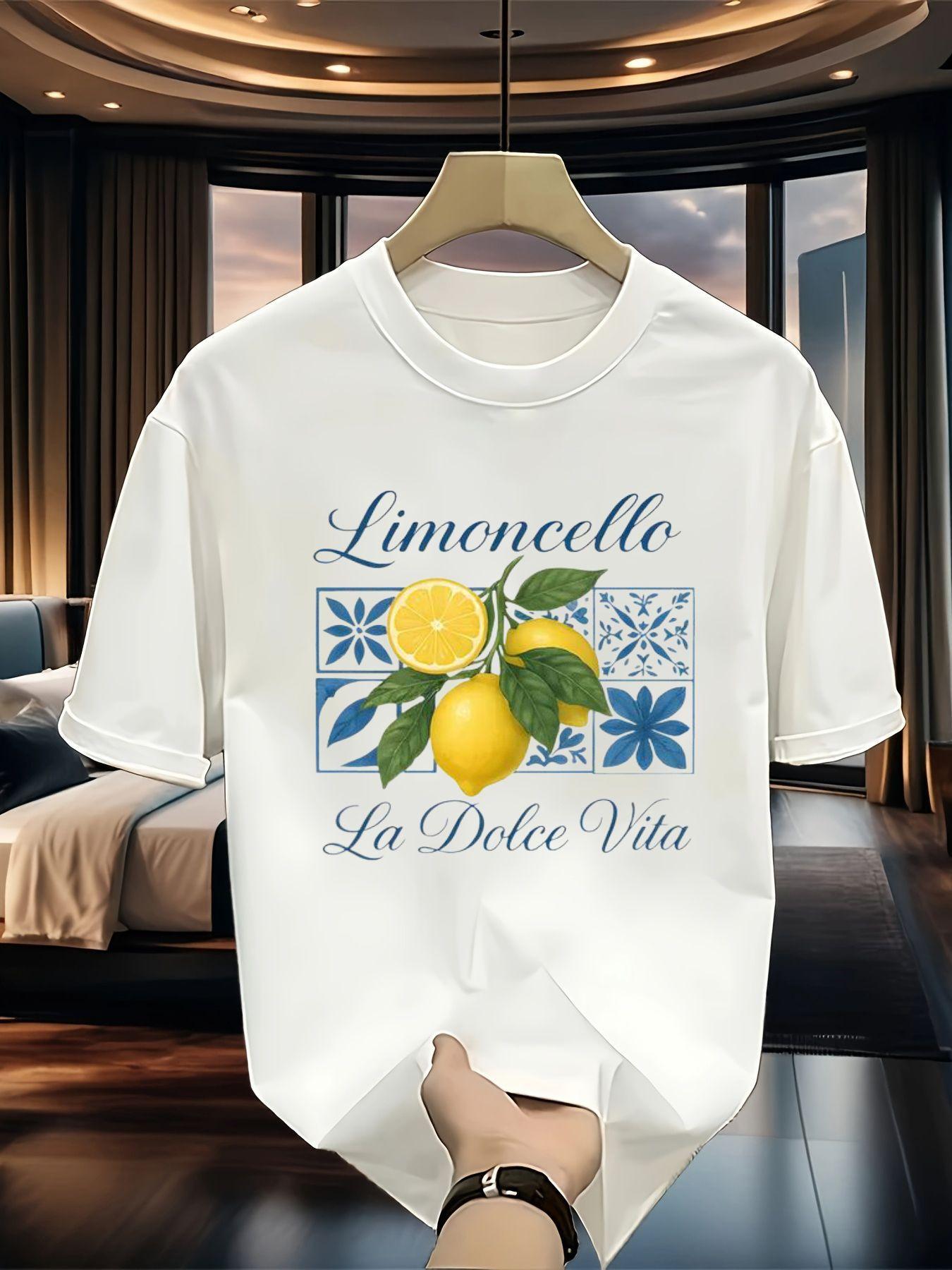 

Limoncello La Vita Graphic T-Shirt - Stylish Crew Neck Cotton Tee, Soft and Comfortable for Casual Attire - Ideal for Summer Outings, Beach Days, and 5XL різнокольоровий