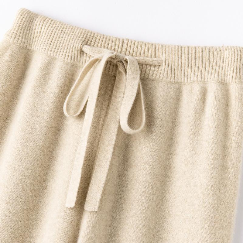 Australian Wool Wide Leg Pants - Women's Autumn/Winter Straight Leg Cashmere Knit Floor-Length Trousers