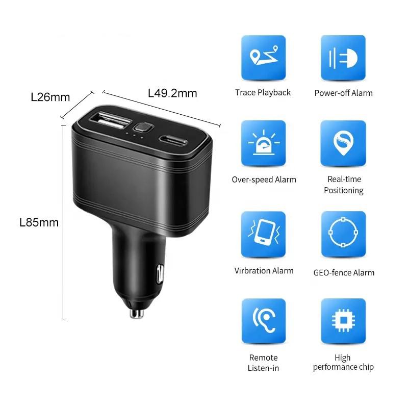 Car Tracker 4G TKSTAR GPS Tracker 4G Car Charger Type-C Smart GPS Locator Multi-Alarms Free Web&APP Tracking Device
