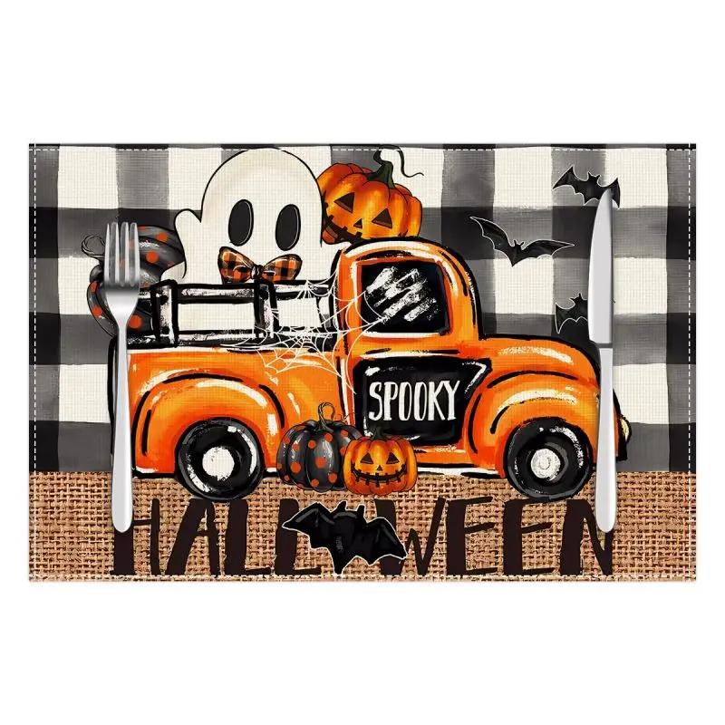 1PC Halloween Placemat Festival Kitchen Linen Dinning Table Mats Bowl Coffee Cup Pads Mats Home Decor