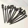 Finely Carved Ebony Sandalwood Hairpin - Ancient Chinese Hanfu Style Updo Accessory