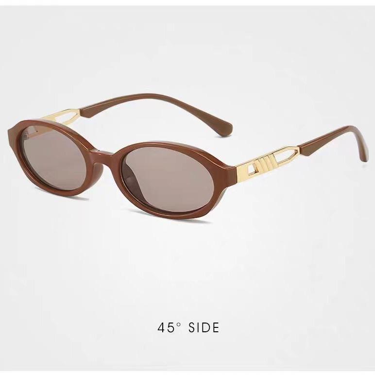 European and American style women's smell coffee color new oval small frame square round face women's sunglasses high-end sunglasses