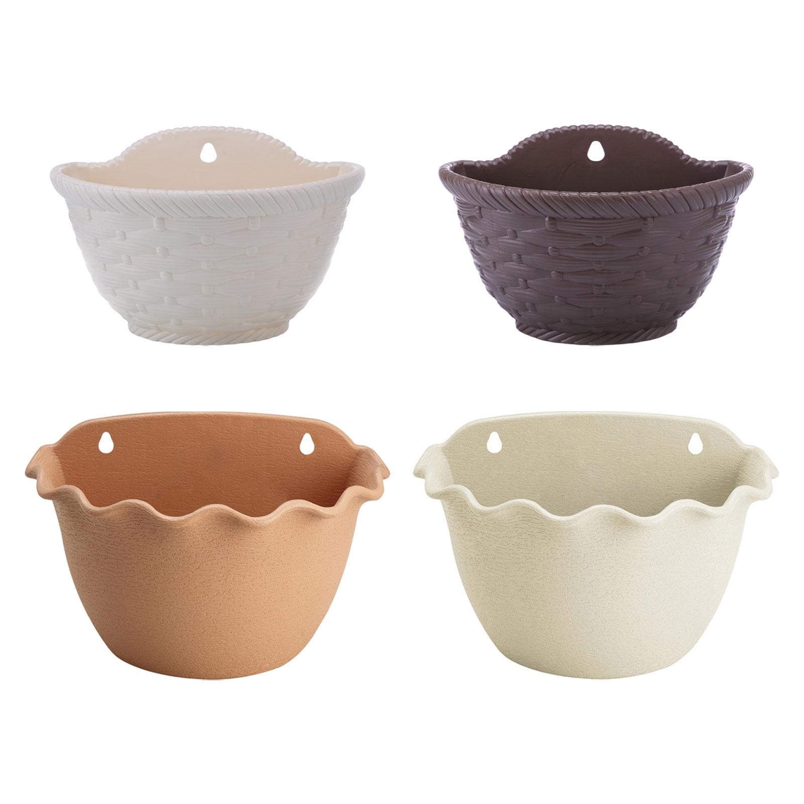 Hanging Flower Pot Wall Decor Self Watering Plants Holder Balcony Planter Bucket for Railing Garden Backyard Yard Indoor Outdoor marrone