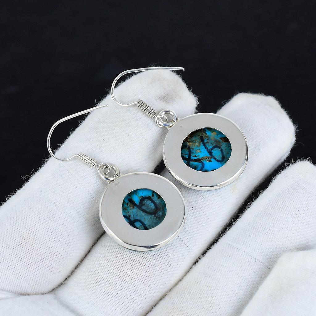 Natural Blue Sea Sediment Gemstone Antique Earrings 925 Sterling Silver Earring, Boho Silver Jewelry Dangle Earrings, Gifts For Wadding Gifts For Her
