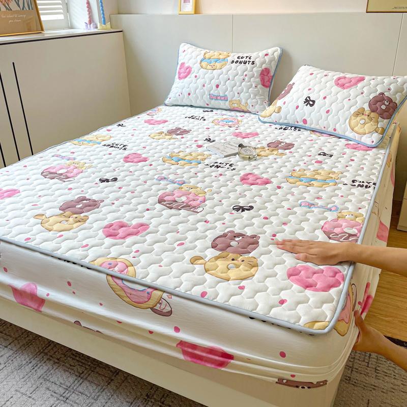 Quilted Mattress Cover Simple Print Bed Cover Thickened Fitted Sheet Home Elastic Bed Linen fundas de colchón (No Pillowcase)