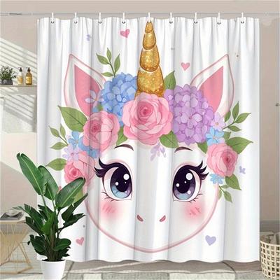 Magical Unicorn Shower Curtain - Water-Resistant, Easy To Clean, Adds a Whimsical and Colorful Touch To Your Bathroom Decor
