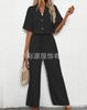 Women Short Sleeve Jumpsuit with Drawstring Waist Multi Colors Casual Summer Romper