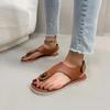2025 New Buckle Strap Women's Sandals Pinch Toe Beach Sandals Women Summer Plus Size Solid Comfortable Flat Sandals
