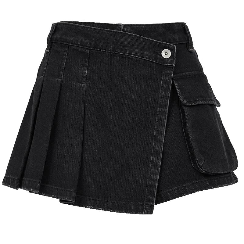 ONLY Women s 2025 Summer Asymmetric A-Line Denim Skort Shorts XS