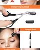 Stainless Steel Folding Eyebrow Trimmer for Beginners Beauty Trimming Scissors Black with Comb Eyebrow Clip Eyelash Brush Set 12 Pcs
