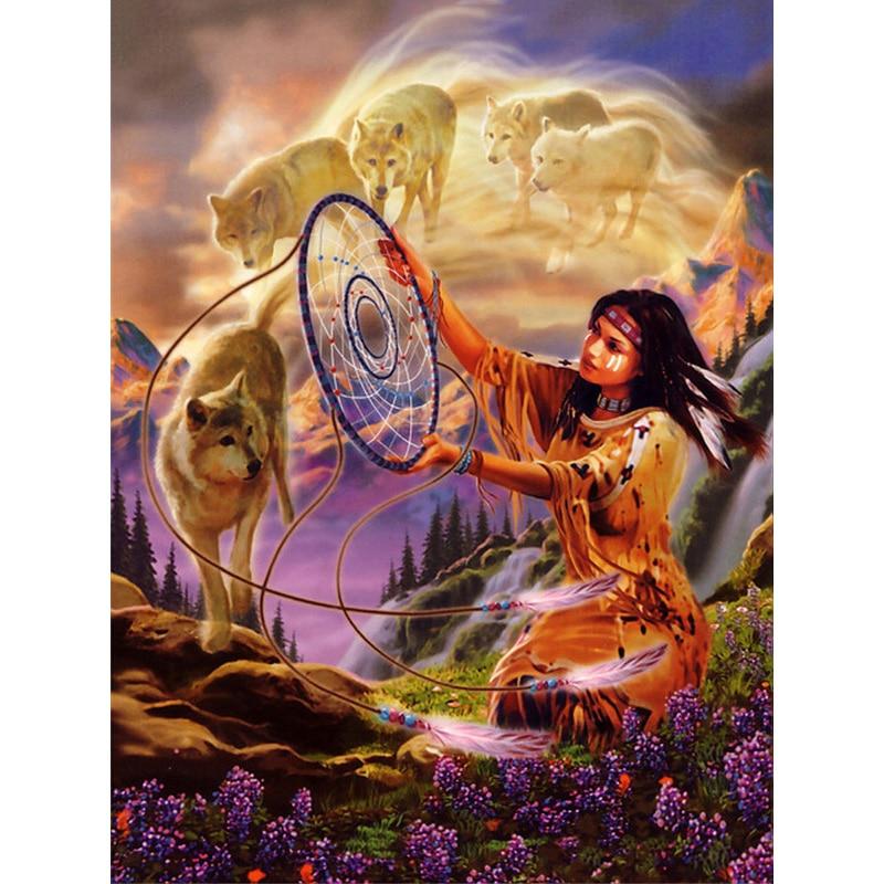 5D DIY Diamond Painting Kit Tribal Figures Art Diamond Embroidery Rhinestones Decorations for Home