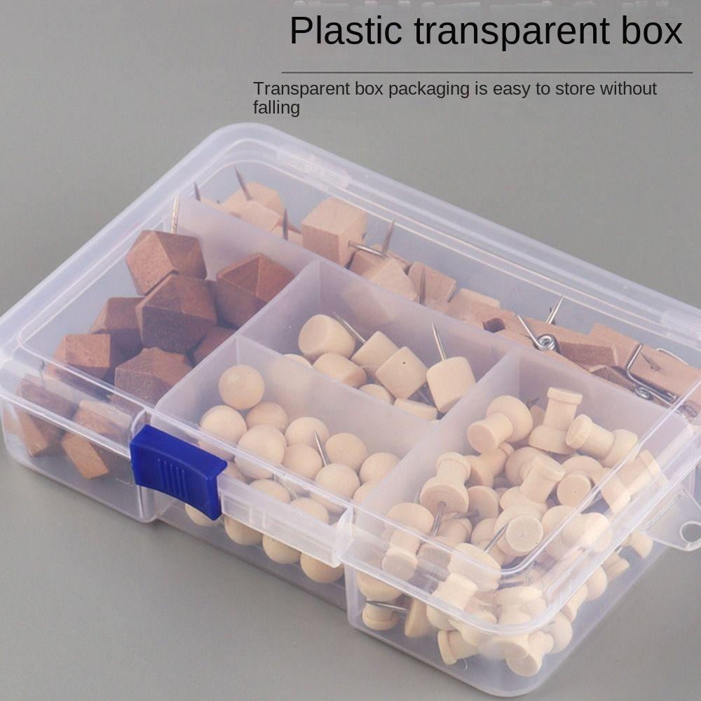 128Pcs 3D Geometric Shape Pushpins DIY Blackboard Push Pins Wooden Push Pins Photo Wall Decor