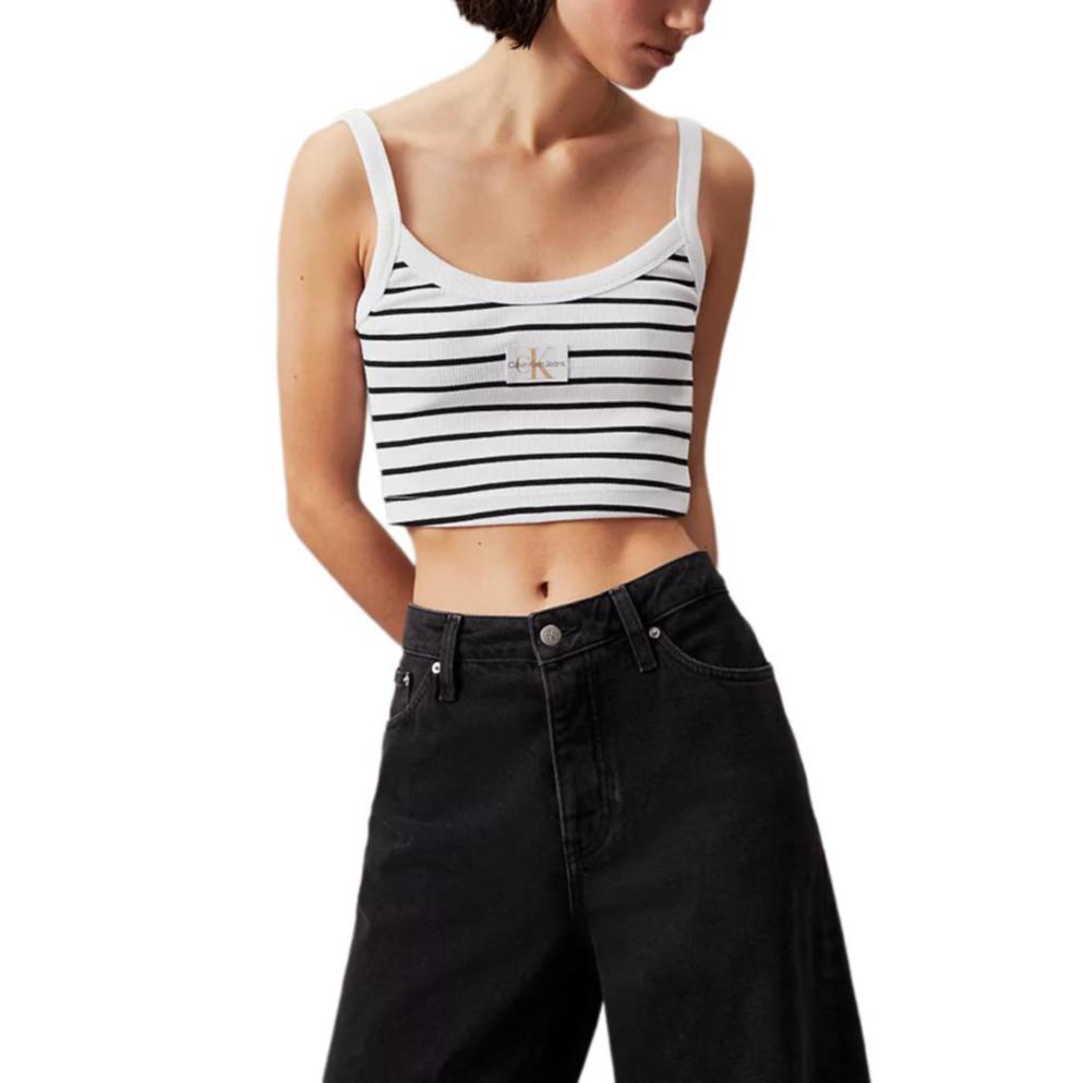 Calvin Klein Comfortable Minimalist Round Neck Pullover Vest Women Tops Black White 0792115165