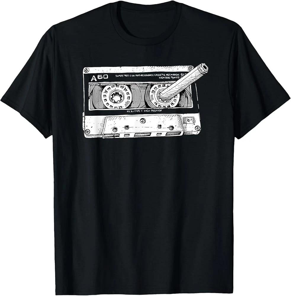 Men s and Women s T-shirts E3 80s Cassette Music Tape Pencil 1980s Retro T-Shirt XXXL