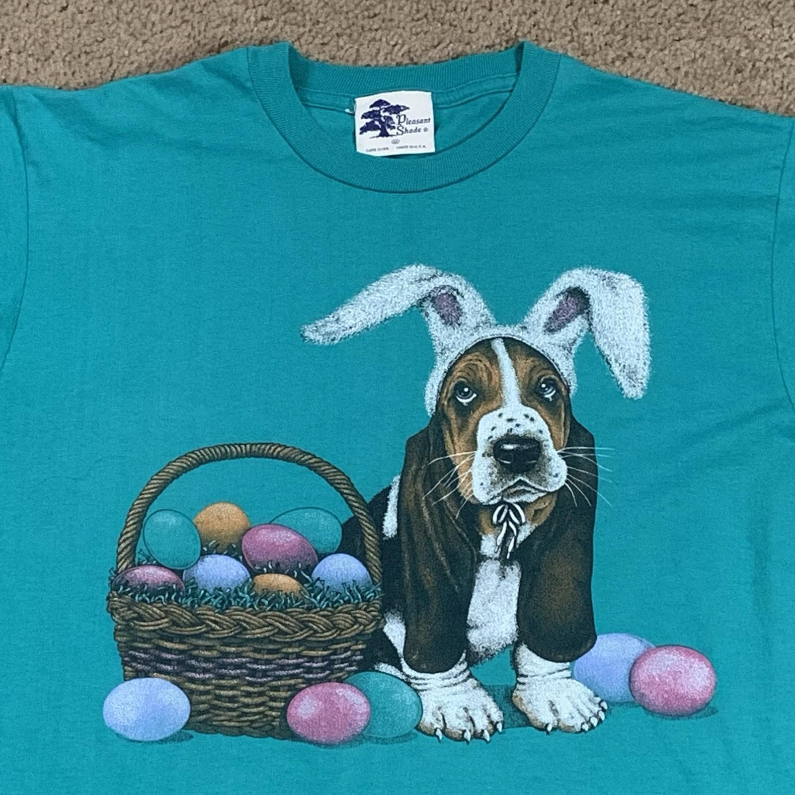 Vintage 90s Pleasant Shade MEDIUM Shirt Hound Beagle Dog Puppy Cute Bunny Easter XXL