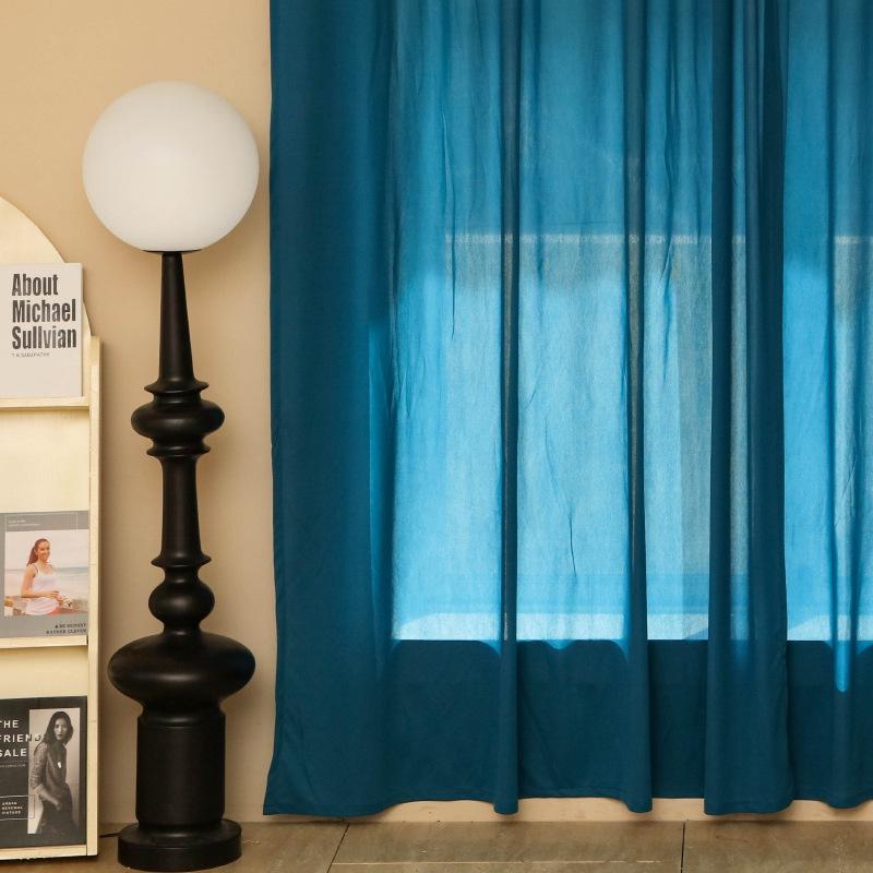 Solid-color Chiffon Curtains, French Retro Semi-blackout Drapery, Nordic Modern Style Simple and Light Luxury Privacy Curtains