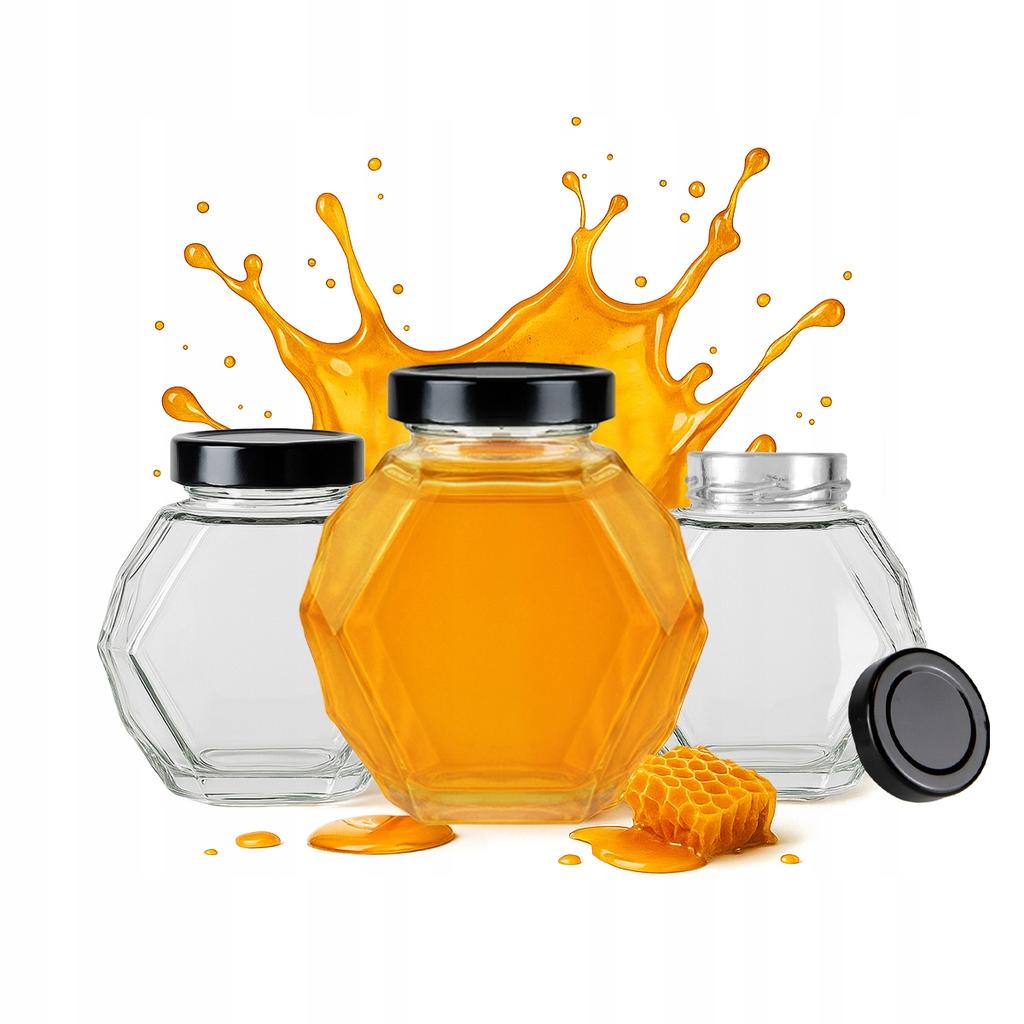 GUCIO Glazen Pot 200 ml voor Honing, Jam, Conserves Zeshoekige Glazen Potten