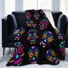 Colorful Sugar Skull Blankets Flannel Floral Gothic Warm Throw Blanket for Bedding Couch Bed Rug