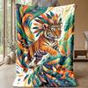 Tiger Spirit Energy Theme Blanket Lightweight Warm Flannel Blanket Decorative Throw Blanket for Home Decoration