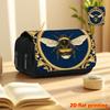 Flower Frame Round Bee Purple Black Clown Mecha 2D Print Double Flip Black Pencil Case - Back-To-School Essential Pencil Box, Daily Multi-Functional M