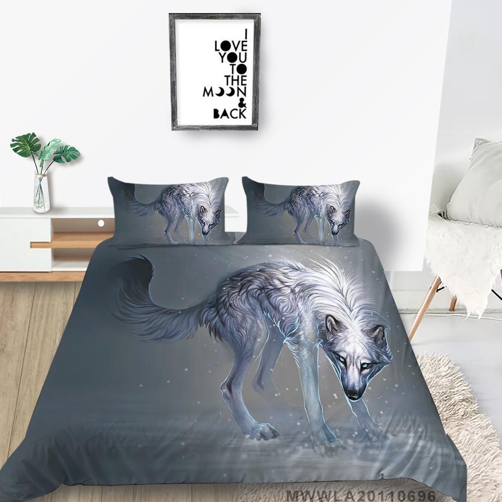 

Постельное белье с 3D принтом волка, комплект пододеяльников королевского размера с наволочкой, комплекты постельного белья высокого качества Single 135x200cm