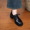 Craftsman Single Shoes Thick Lace-up Women's British Round Head Heel New Mid-autumn Leather Shoes Heel Loafers