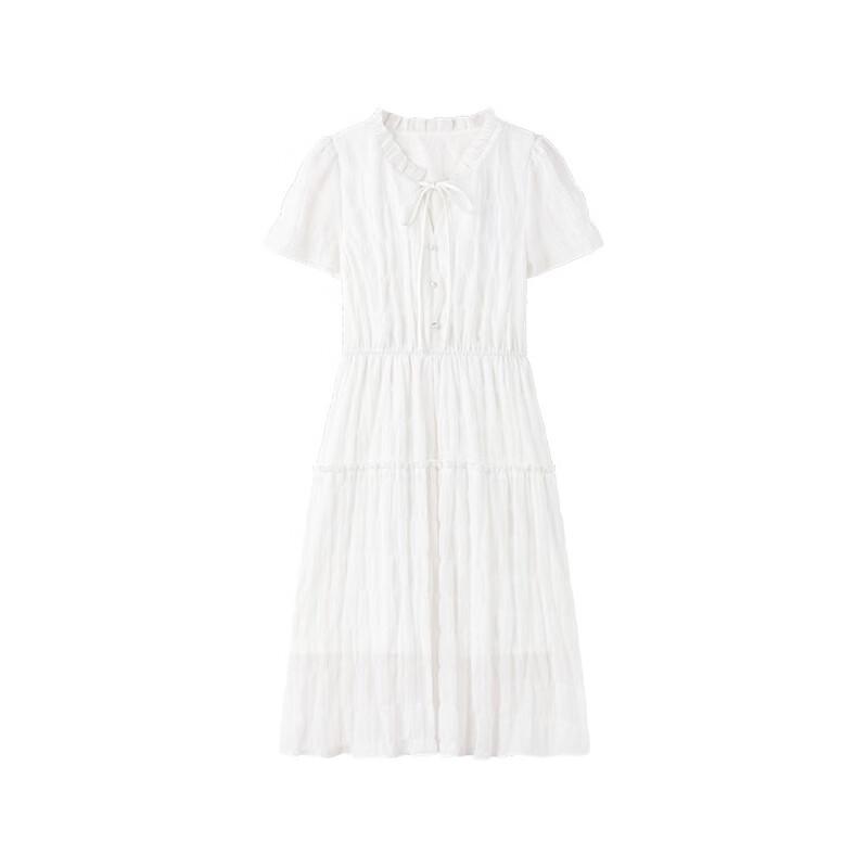 Elegant V-Neck Pleated Chiffon Dress