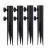 4 Piece Steel Torch Stakes, Garden Stakes For Outdoor Lights, Black Ground Spike Replacement Stakes For Solar Lights