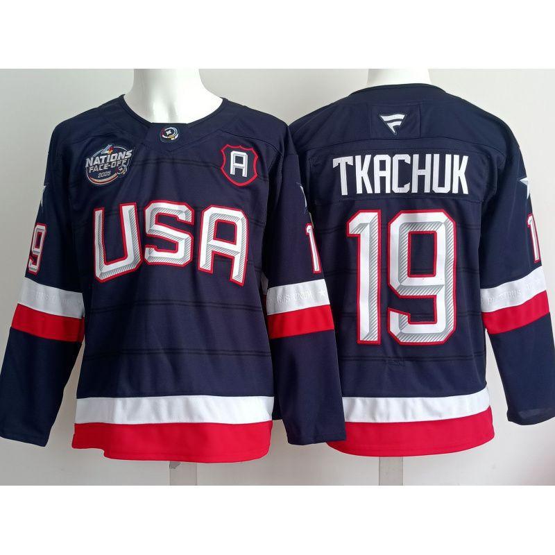 Mens NHL Team USA Hockey Jersey Premium Embroidered Retro Style Long Sleeve Sport Shirt