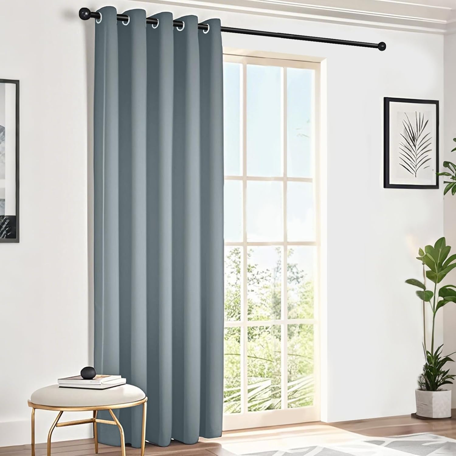 

1 Panel Super Blackout Curtains Thermal Curtains Eyelet Ring Top Curtains Bedroom Curtain for Bedroom Doorway Window Living Room 117X137cm серый