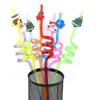 10-30PCS Christmas Party Straws Pvc Cartoon Santa Claus Snowman Personalized Straws Holiday Party Decoration Recyclable Straws