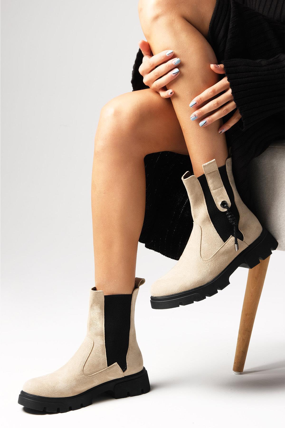 

Hera Beige Color Elastic Thick Soled Women s Boots 36 бежевий