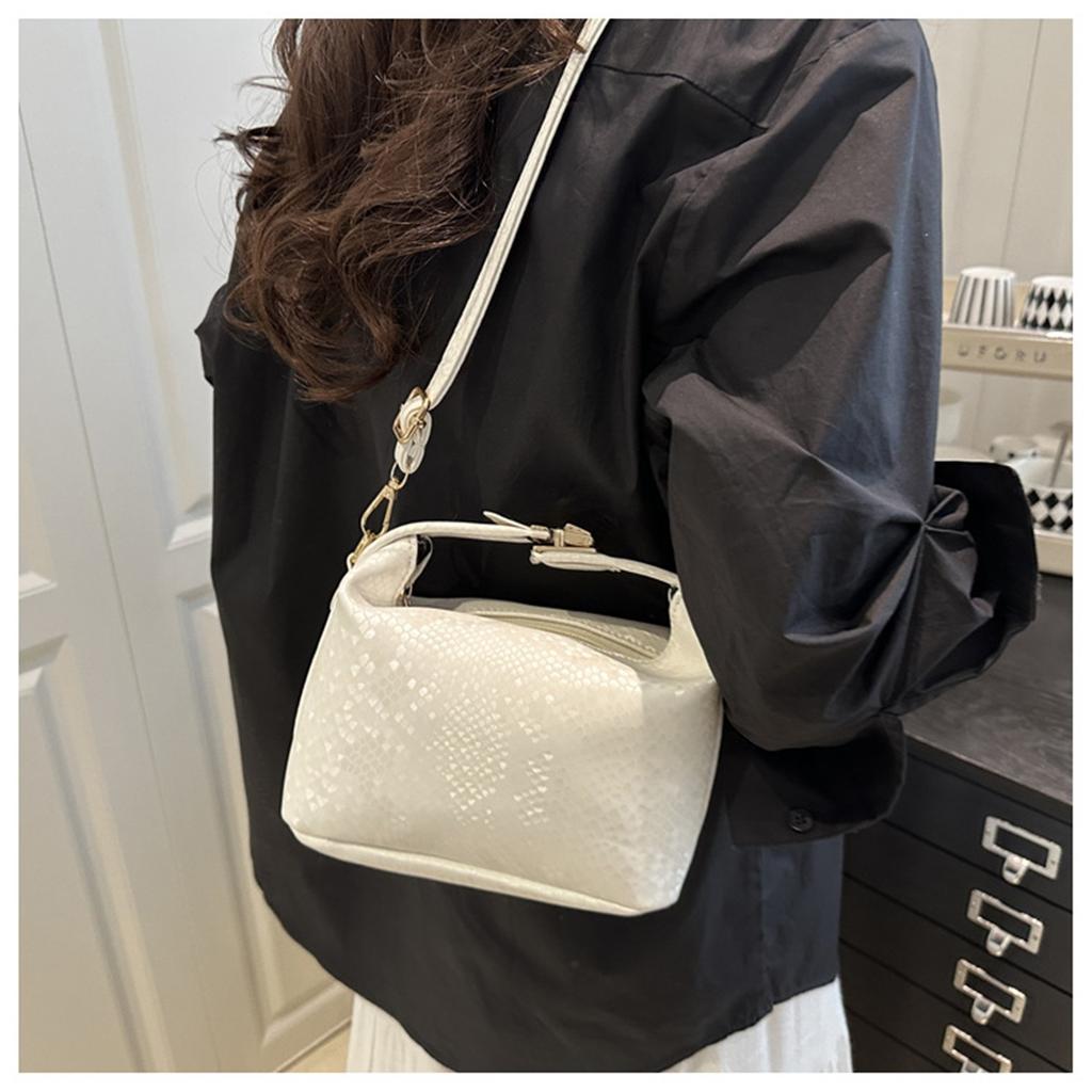 Aesthetic Lock Buckle Pure Colour Trend Simple Fashion Leisure Commuting Single Shoulder Diagonal Cross Handheld Bucket Bag