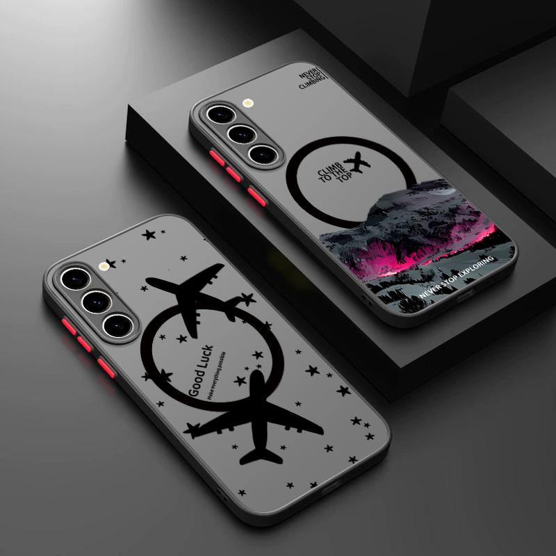 Reise Flugzeug Muster Magnetische Handyhülle Für Samsung Galaxy A37 A17 A56 A36 A55 A35 A26 A16 A25 A15 A54 A14 A34 Acrylhülle