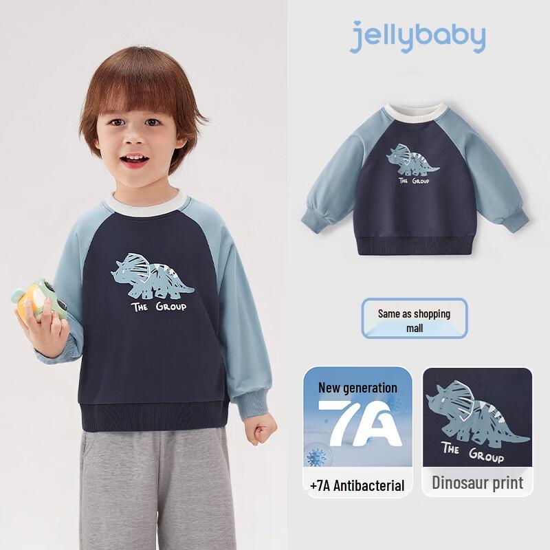 JELLYBABY Boys  Dinosaur Print Color-Block Sweatshirt 110