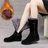 Winter Non-slip Warm Snow Boots New Medium Tube Martin Boots Piled Thickened Flat Bottom Side Zipper Cotton Shoes