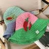 Breathable Bucket Hat for Women Fisherman Hat with Contrast Color Elegant Straw Hat Lady Foldable Floppy Hat for Travel