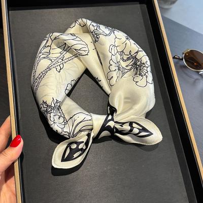 Retro Chinese Style Printed Butterfly Silk Square Scarf with Temperament and Versatile Professional Scarf with Multiple Public Sun Protection Scarf