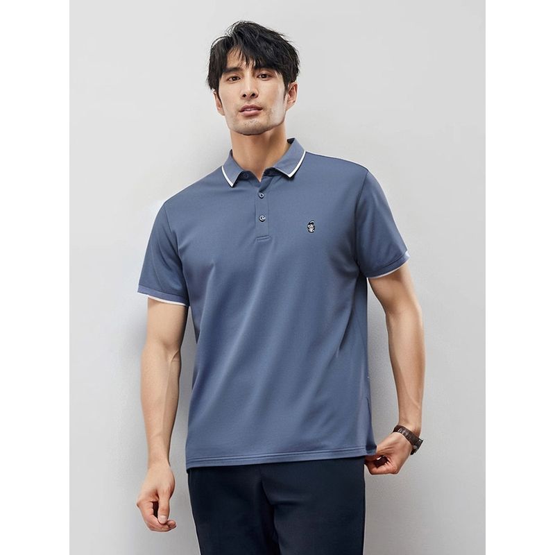 American-Style Casual Embroidered Color-Blocked Lapel Knit Polo Shirt for Men, Short-Sleeve Summer Collared T-Shirt, Export Men's Clothing
