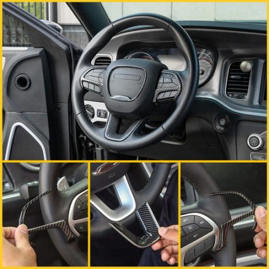 4X Steering Wheel Trim Cover Kit For Dodge Durango 14+ Challenger Charger 15+ EV