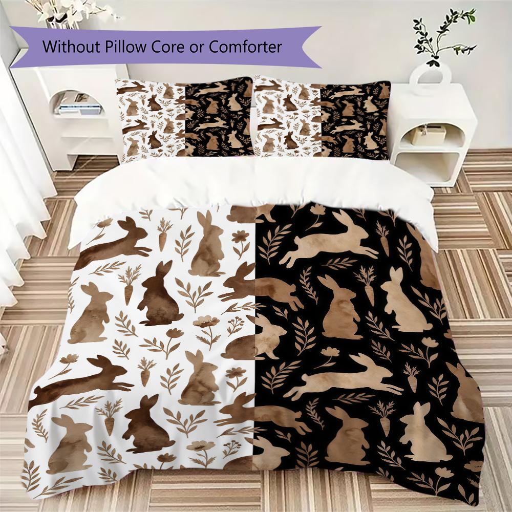 Repeat Bunny Pattern Bedding uilt Set uilt Cover Pillowcase Home Decoration Birthday Gift (1 * duvet cover + 2 * pillowcase without core)