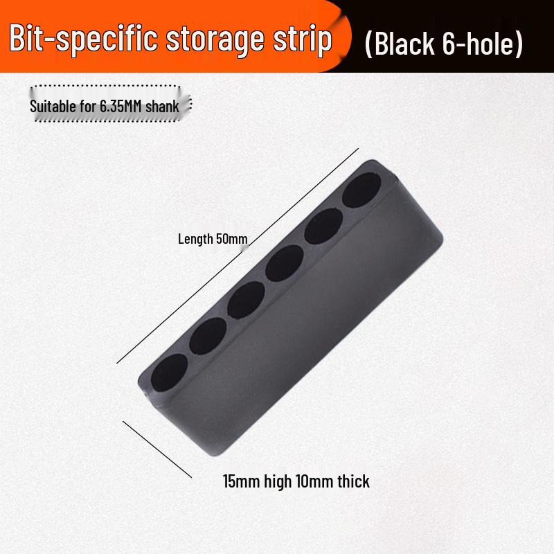 

Битная полоса для хранения: Мягкое резиновое сиденье, держатель бит для пневматической отвертки 6,35 мм с шестигранным хвостовиком, вместимость 6/10/12 слотов.