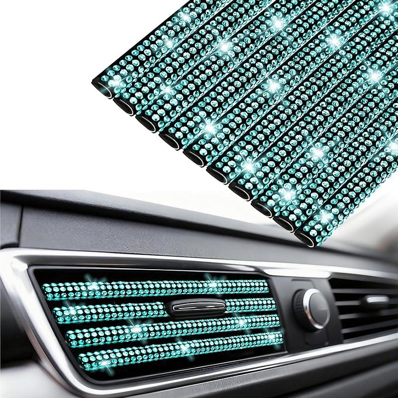 NBTEPEM Bling Car Air Conditioner Decoration Strip for Vent Outlet, 10 PCS Universal Rhinestone Car Vent Outlet Trim Decorations, Bling Interior