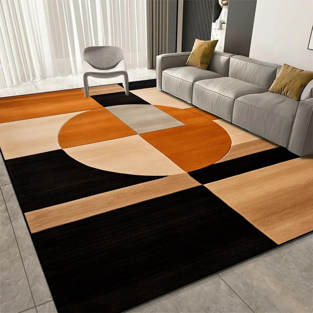 Luxury Geometric Print Carpet Living Room Decoration Hallway Large Size Soft Decor Rugs Bedroom Home Hotel Floor Mat Washable