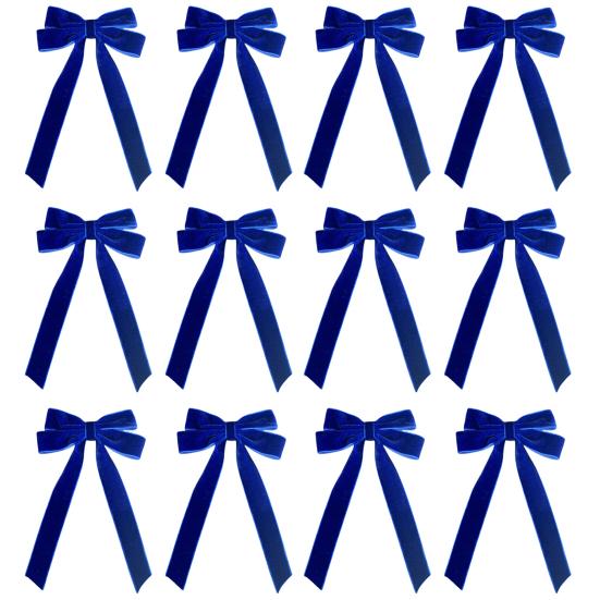 12Pcs Christmas Velvet Bows Rustic Vintage Velvet Ribbon Bows for DIY Crafts Gift Wrapping Tree Garland Wreath Xmas Decoration