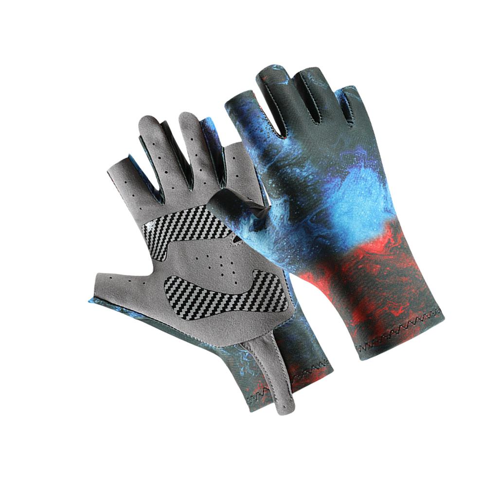 Fahrradhandschuh Rutschfest Atmungsaktiv Fingerlos Halbfinger-Fischhandschuh für Outdoor Camping Wandern